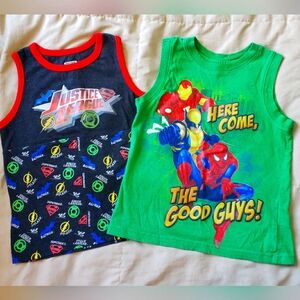 Marvel and Justice League superheros tank tops, size 5/6